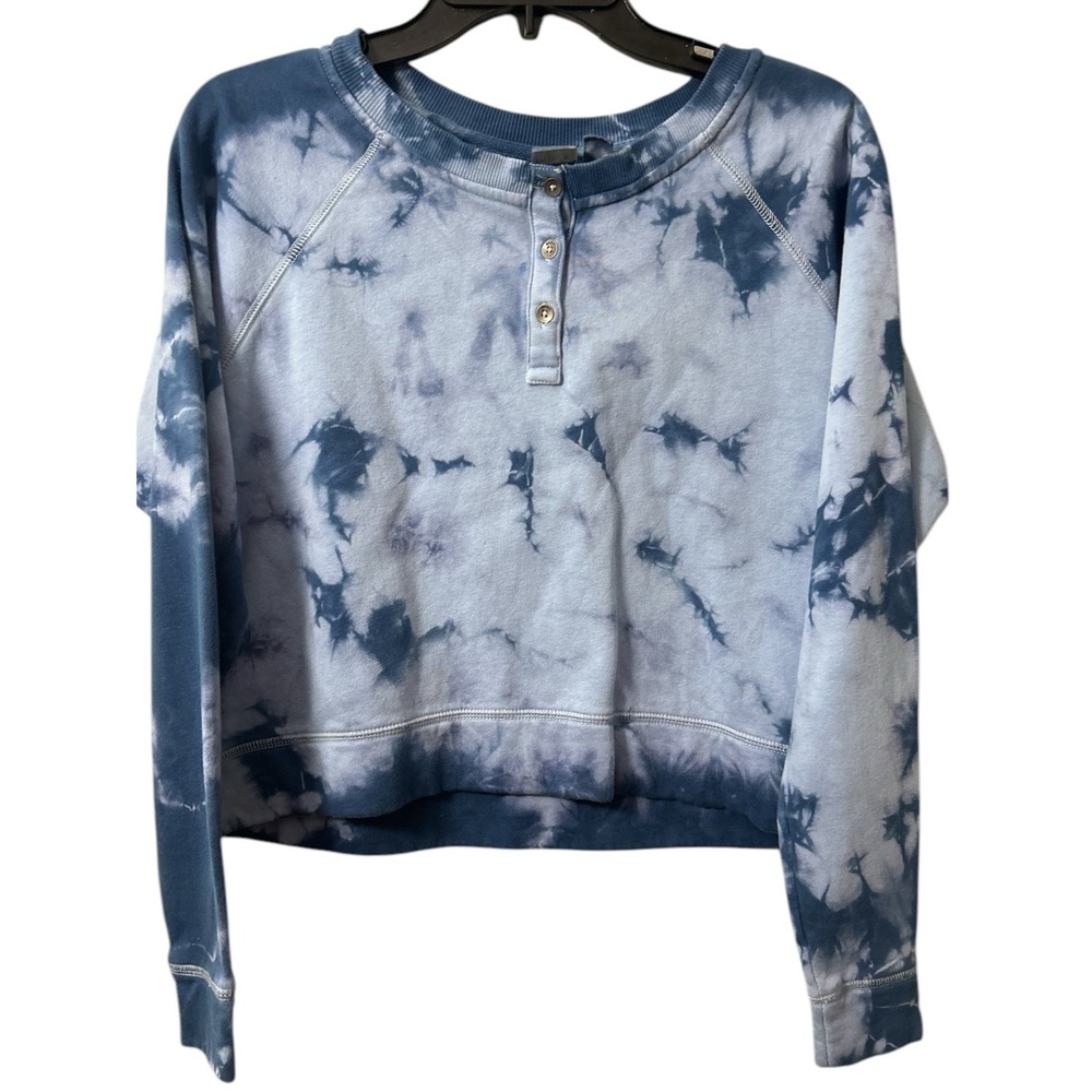 Roxy Blue tie-dyed bleach wash juniors‎ XS pullover sweater